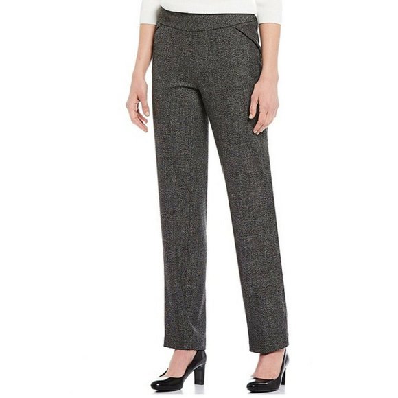 NWT Investments Petite PARK AVE fit Pull-On Straight Leg Tweed Pants w/ Pockets - Picture 2 of 10